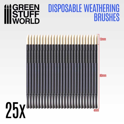 Green Stuff World - 25x Weathering disposable brushes